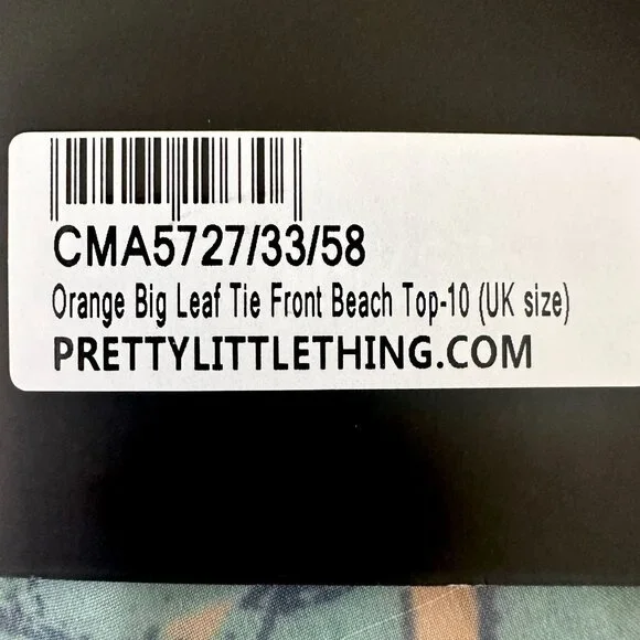Pretty Little Thing Orange Big Leaf Tie Front Wide Leg Beach 2-Pc Set Sz10 NWT - Picture 9 of 14